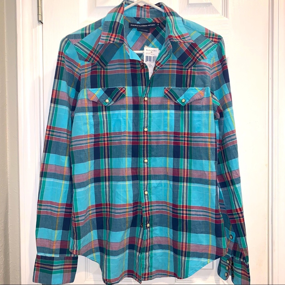 Polo Ralph Lauren blue white yellow button up